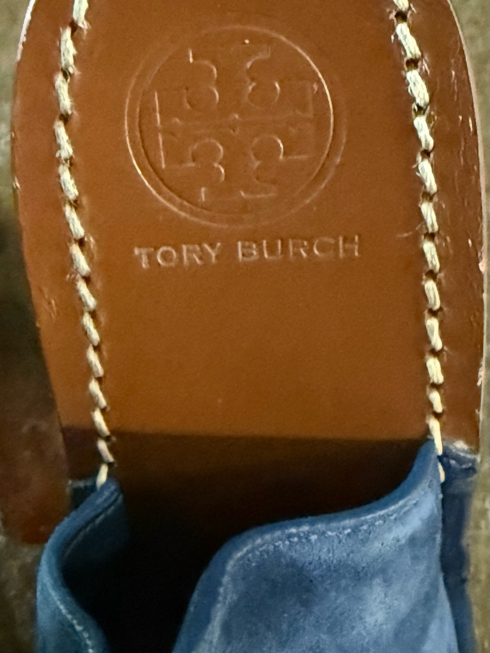 Tory Burch Women’s Size 8M Blue Suede Peep Toe Booties EUC - Picture 2 of 11
